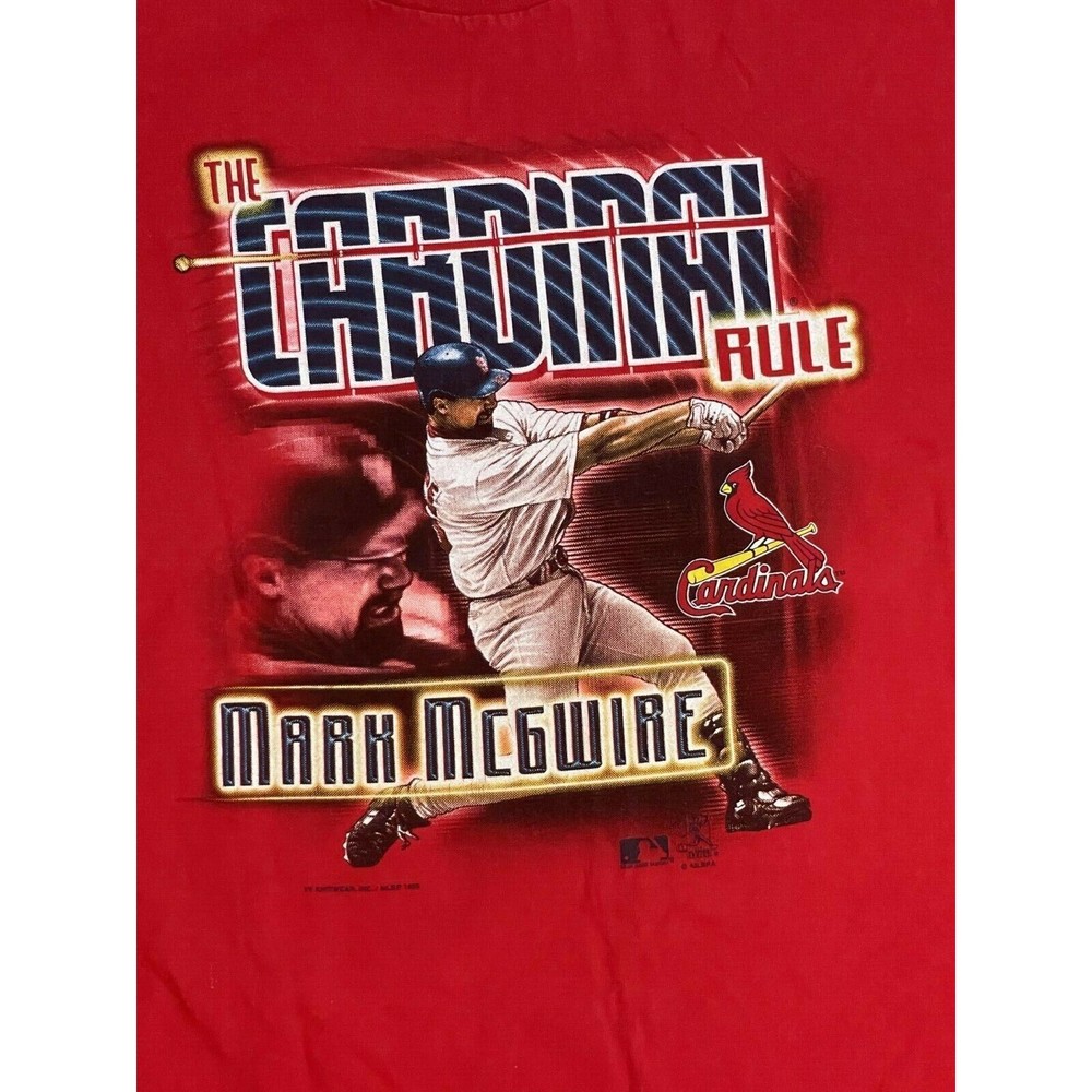 Vintage Mark McGwire The Cardinal Rule Tshirt Red Mens XXL 1999